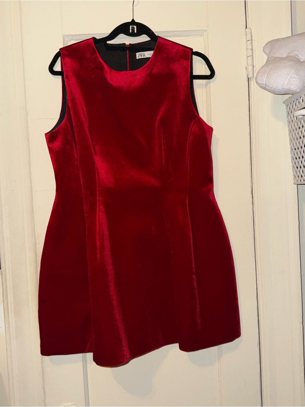 ZARA Red Velvet Sleeveless Peplum Dress